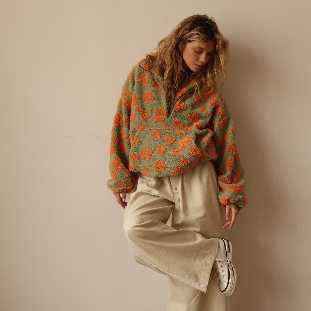 Women's Half-Zip Pullover | Floral Print – Casual Wear, Everyday Style