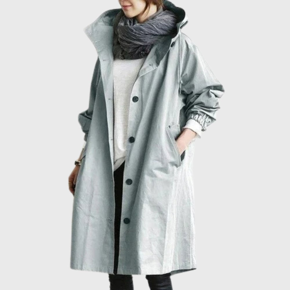 Women's Hooded Trench Coat | Button Front – Casual, Office