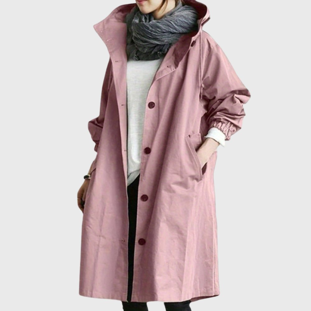 Women's Hooded Trench Coat | Button Front – Casual, Office