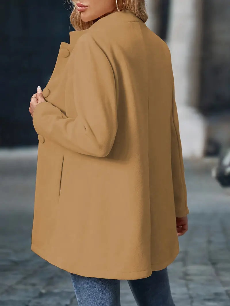 Women's Long Sleeve Stand Collar Coat – Office, Casual