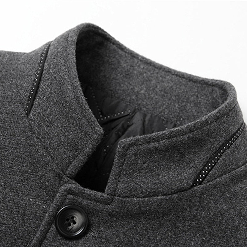 Wool Blend Overcoat Men's Slim Fit Black – Office, Casual