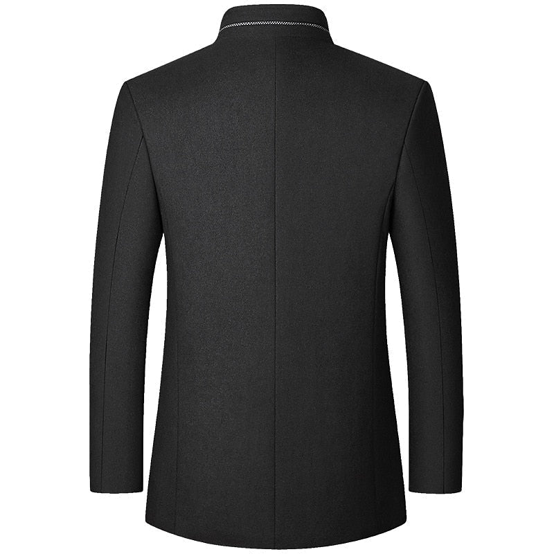 Wool Blend Overcoat Men's Slim Fit Black – Office, Casual