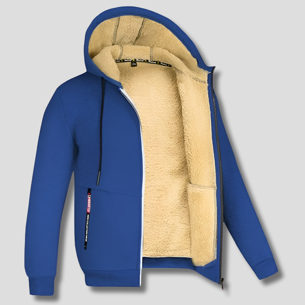 Men's Zip-Up Hooded Jacket Sherpa Lined Fleece – Casual, Outdoor