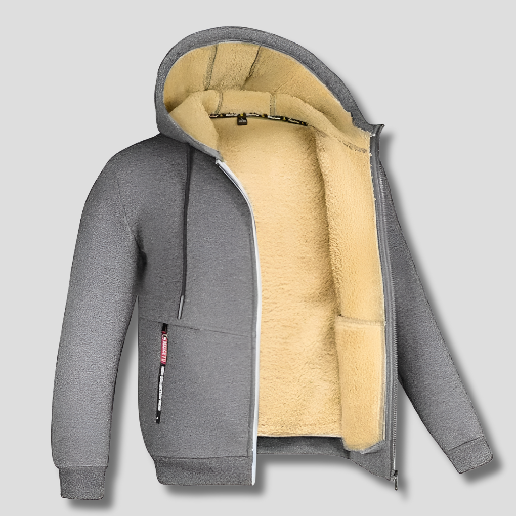 Men's Zip-Up Hooded Jacket Sherpa Lined Fleece – Casual, Outdoor