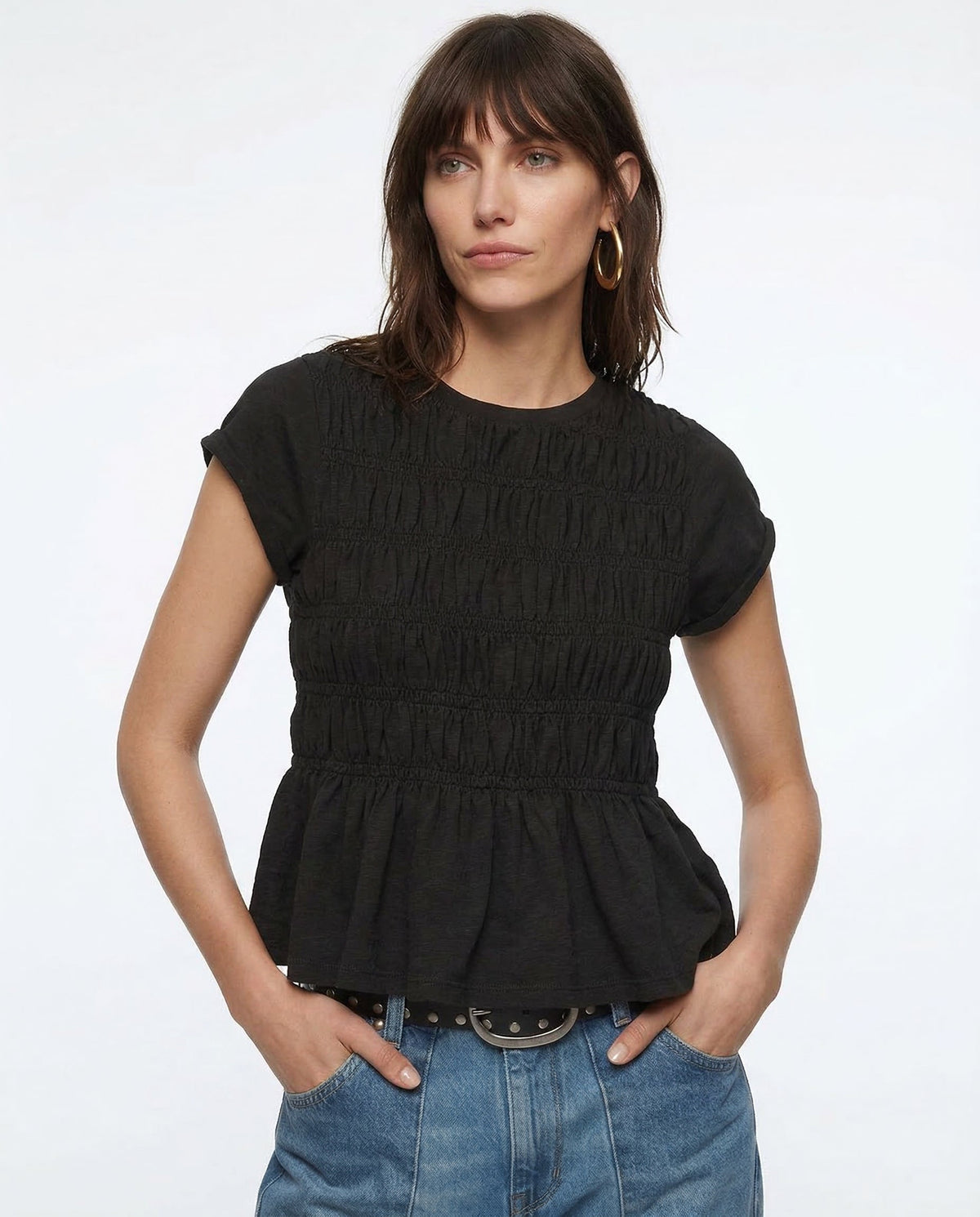 Ruffle Sleeve Top in Lightweight Fabric for Casual Wear