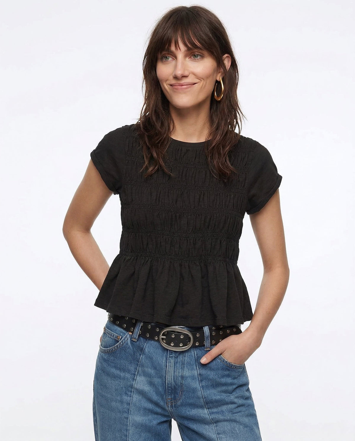 Ruffle Sleeve Top in Lightweight Fabric for Casual Wear