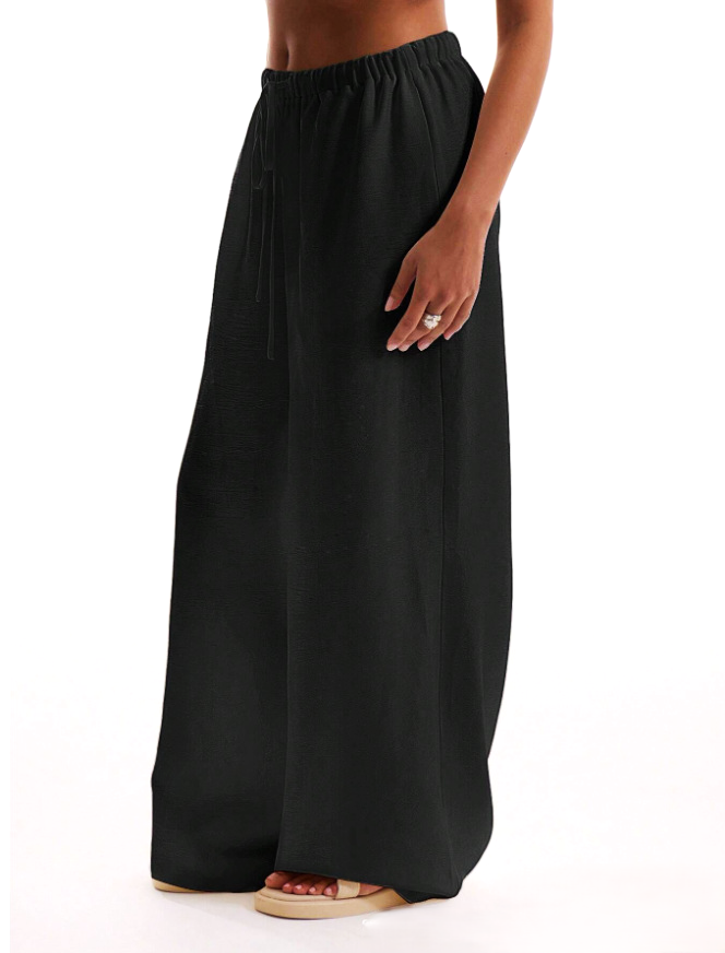 Linen Drawstring Trousers for Women - Lightweight Casual Pants for Everyday Wear