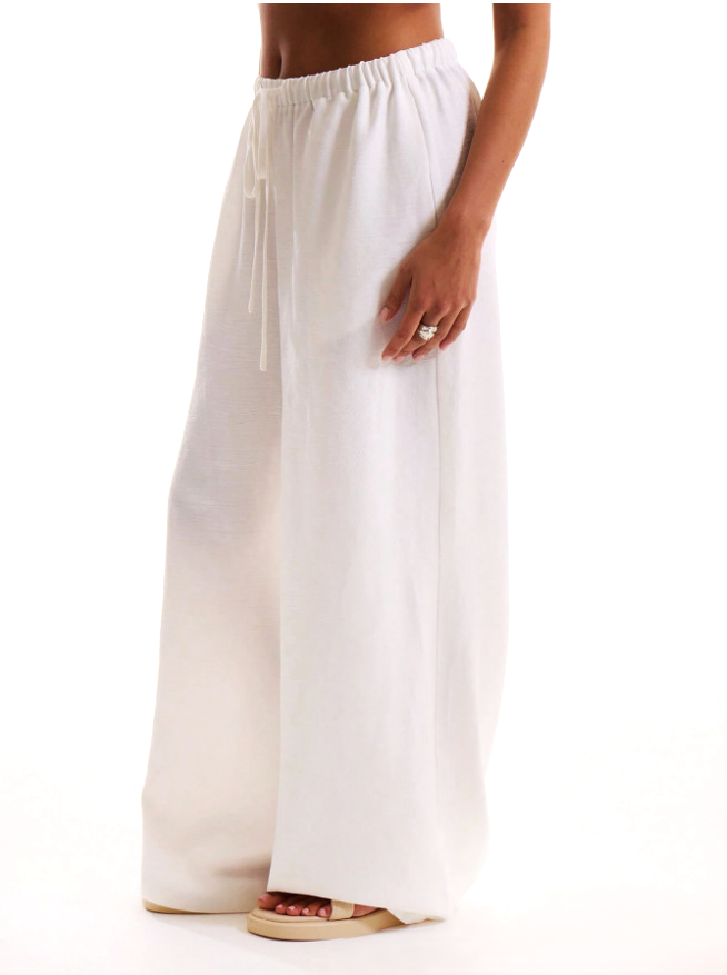 Linen Drawstring Trousers for Women - Lightweight Casual Pants for Everyday Wear