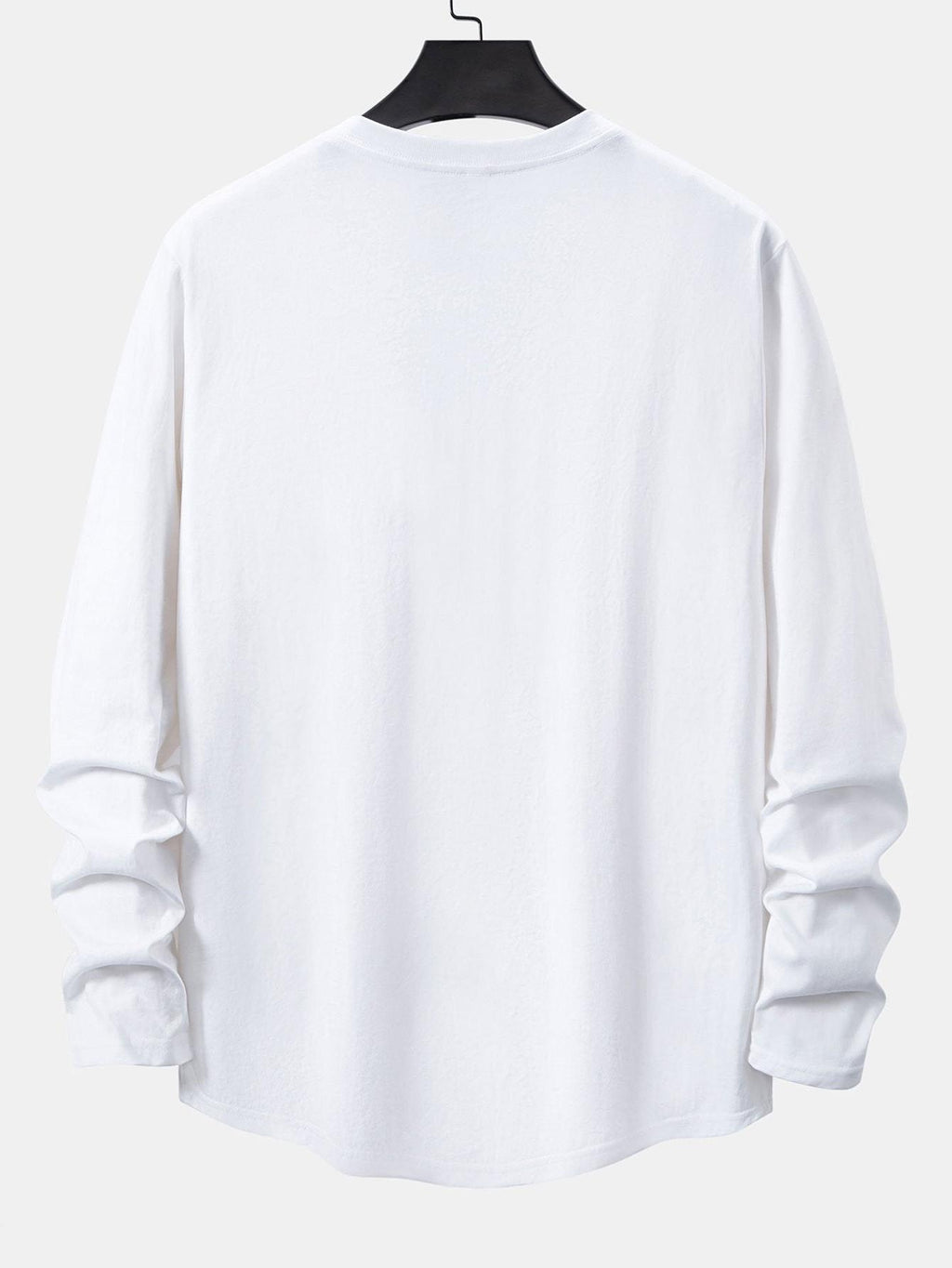100% Cotton Long Sleeve Arc Hem T-Shirt for Everyday Wear