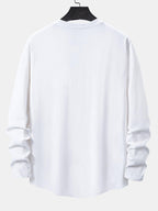 100% Cotton Long Sleeve Arc Hem T-Shirt for Everyday Wear