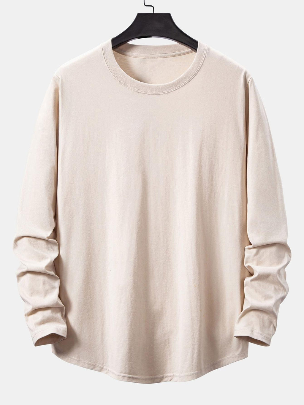 100% Cotton Long Sleeve Arc Hem T-Shirt for Everyday Wear