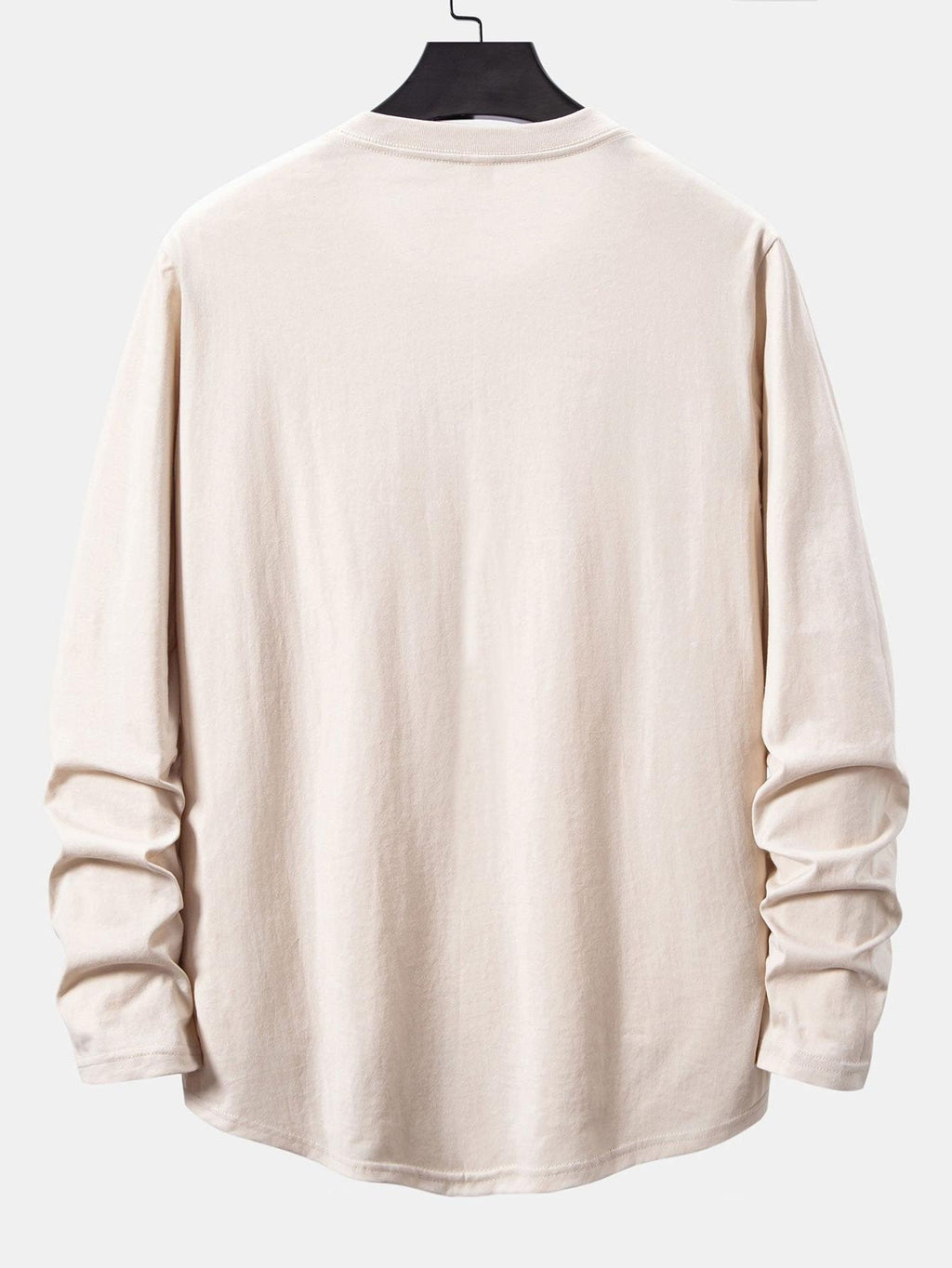 100% Cotton Long Sleeve Arc Hem T-Shirt for Everyday Wear