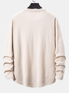 100% Cotton Long Sleeve Arc Hem T-Shirt for Everyday Wear