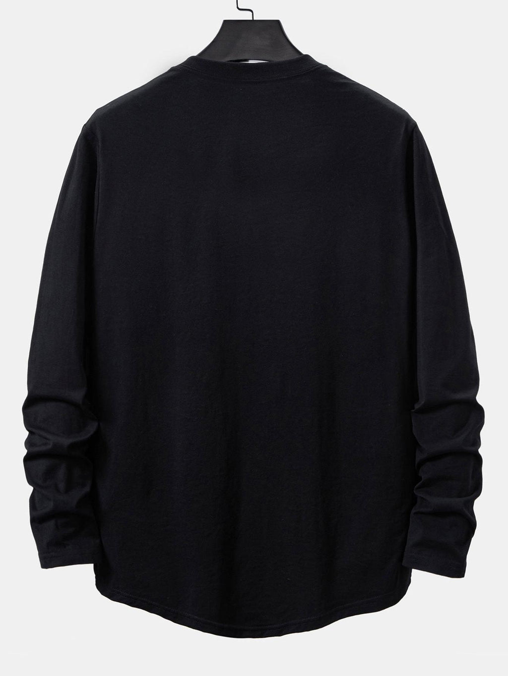 100% Cotton Long Sleeve Arc Hem T-Shirt for Everyday Wear