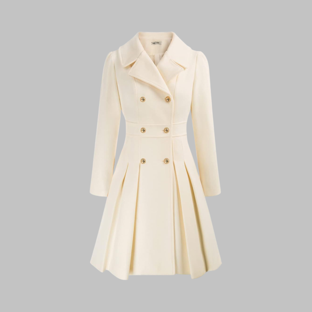 Classic-Style Double-Breasted Long-Sleeve Coat – Office, Casual