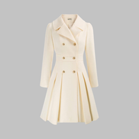 Classic-Style Double-Breasted Long-Sleeve Coat – Office, Casual