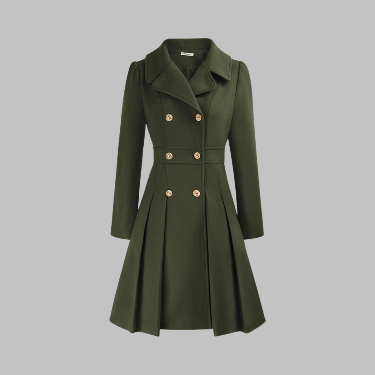 Classic-Style Double-Breasted Long-Sleeve Coat – Office, Casual
