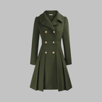 Classic-Style Double-Breasted Long-Sleeve Coat – Office, Casual