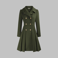 Classic-Style Double-Breasted Long-Sleeve Coat – Office, Casual