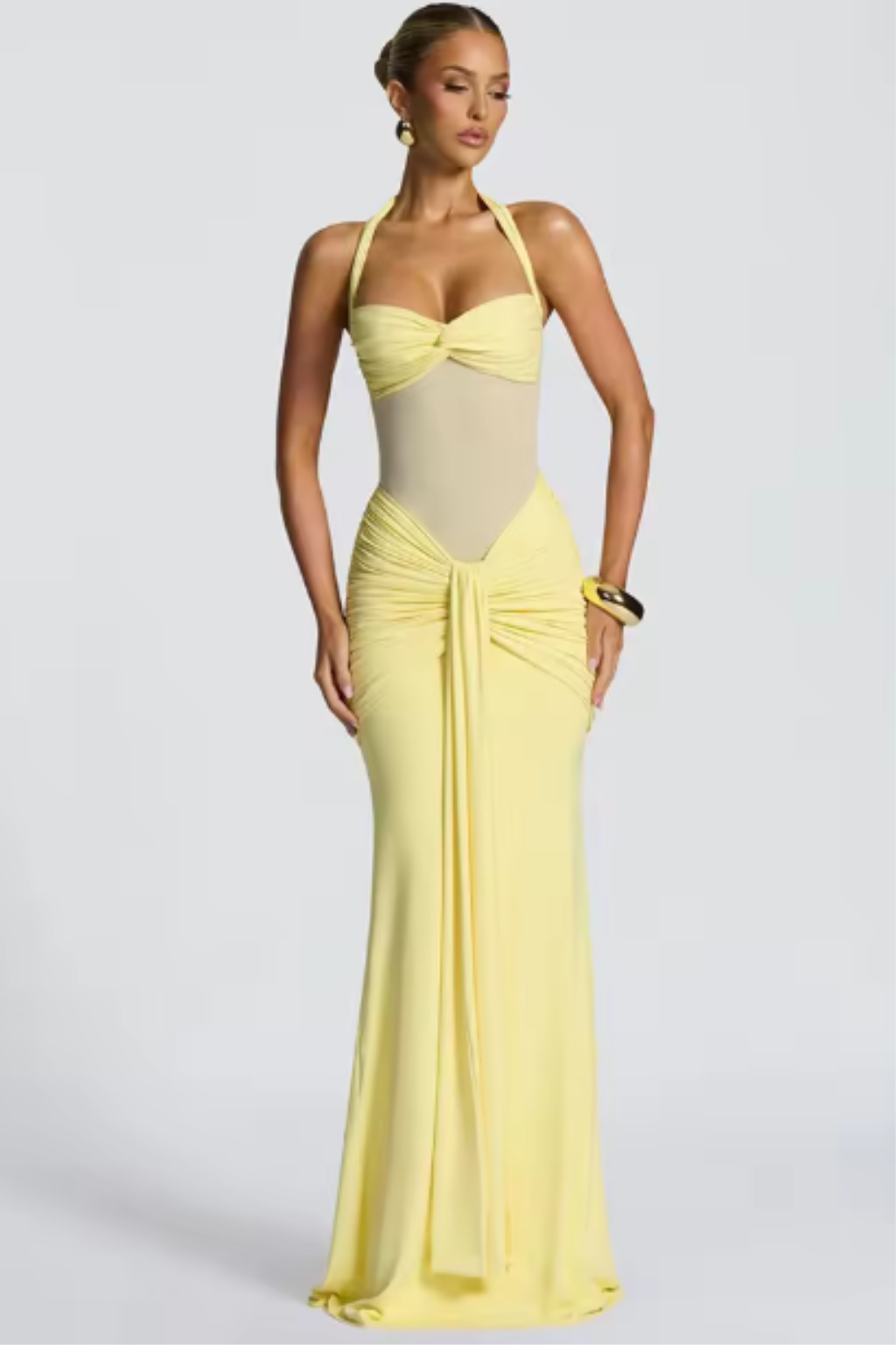 Halter Neck Ruched Maxi Dress for Women UK – Wedding Guest & Bridesmaid