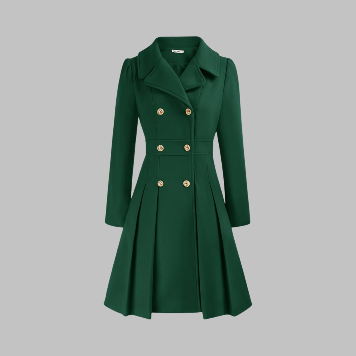 Classic-Style Double-Breasted Long-Sleeve Coat – Office, Casual