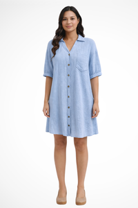 Cotton Blend Short Sleeve Midi Dress for Women UK – Wedding Guest Cocktail Dress & Formal Attire