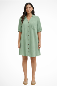 Cotton Blend Short Sleeve Midi Dress for Women UK – Wedding Guest Cocktail Dress & Formal Attire