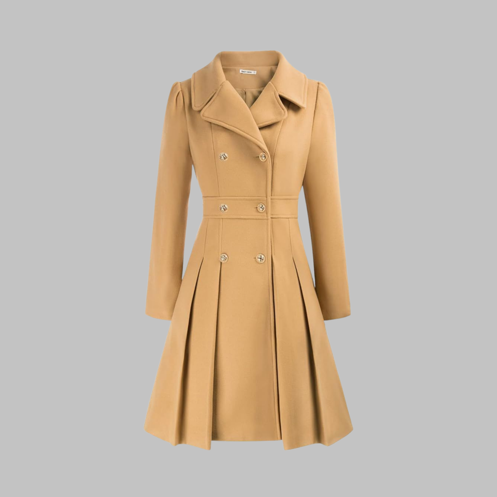Classic-Style Double-Breasted Long-Sleeve Coat – Office, Casual