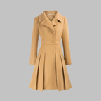 Classic-Style Double-Breasted Long-Sleeve Coat – Office, Casual