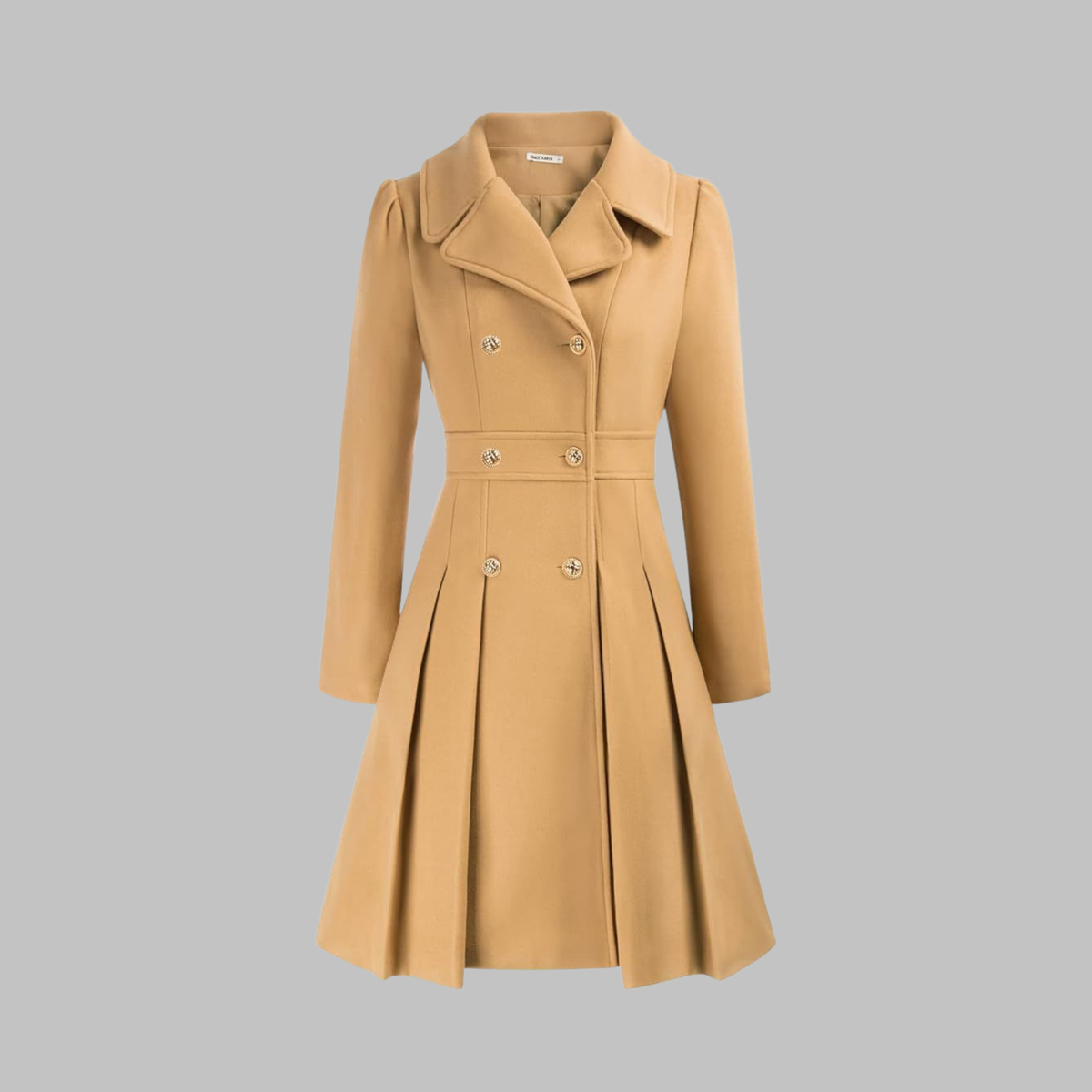 Classic-Style Double-Breasted Long-Sleeve Coat – Office, Casual