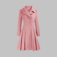 Classic-Style Double-Breasted Long-Sleeve Coat – Office, Casual