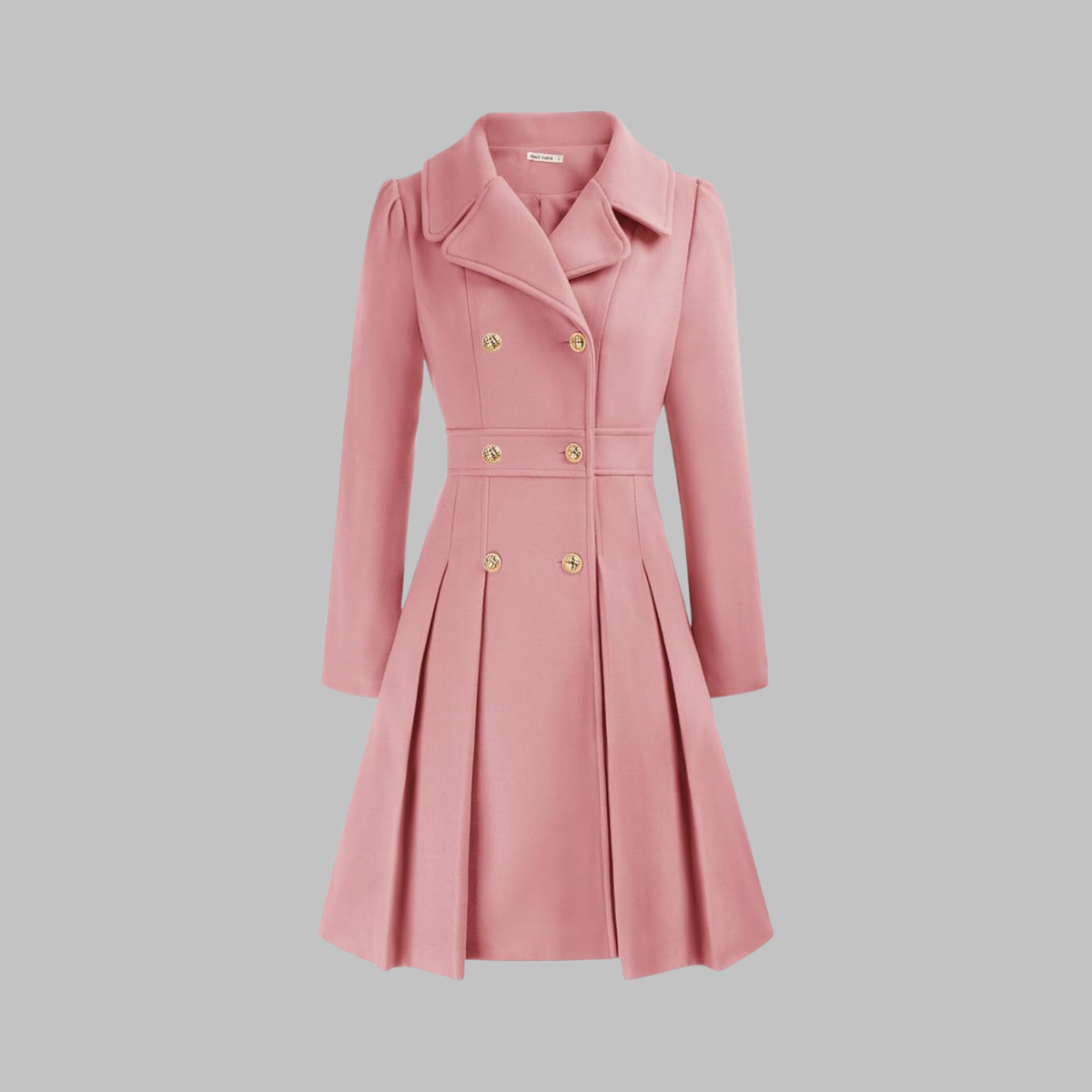 Classic-Style Double-Breasted Long-Sleeve Coat – Office, Casual