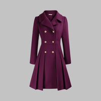 Classic-Style Double-Breasted Long-Sleeve Coat – Office, Casual