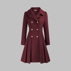 Classic-Style Double-Breasted Long-Sleeve Coat – Office, Casual