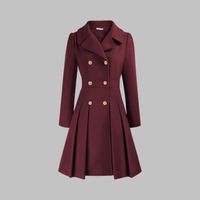 Classic-Style Double-Breasted Long-Sleeve Coat – Office, Casual