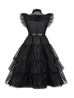 1950s Black Ruched Organza Halloween Dress – Costume Party, Vintage Style