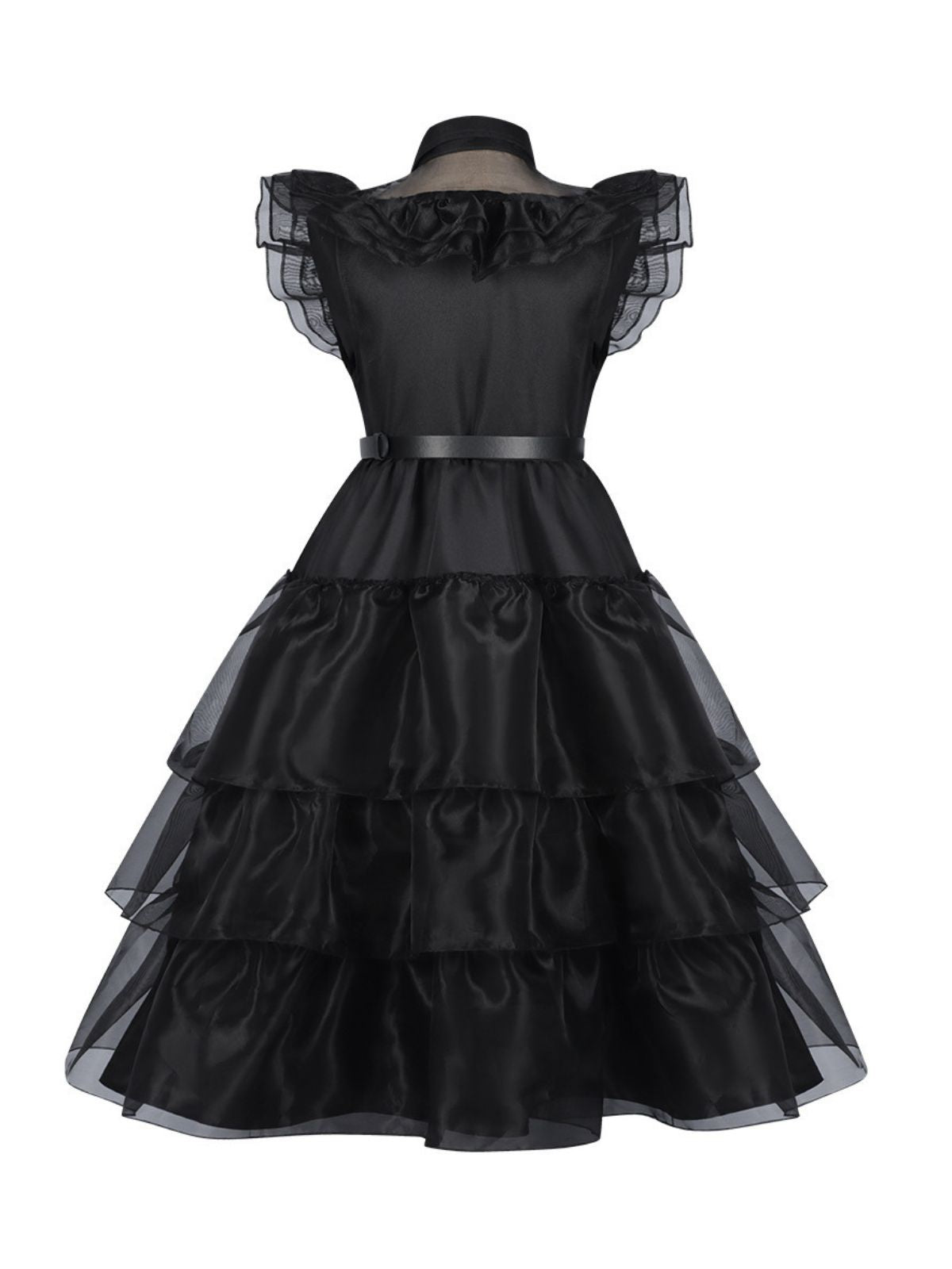 1950s Black Ruched Organza Halloween Dress – Costume Party, Vintage Style