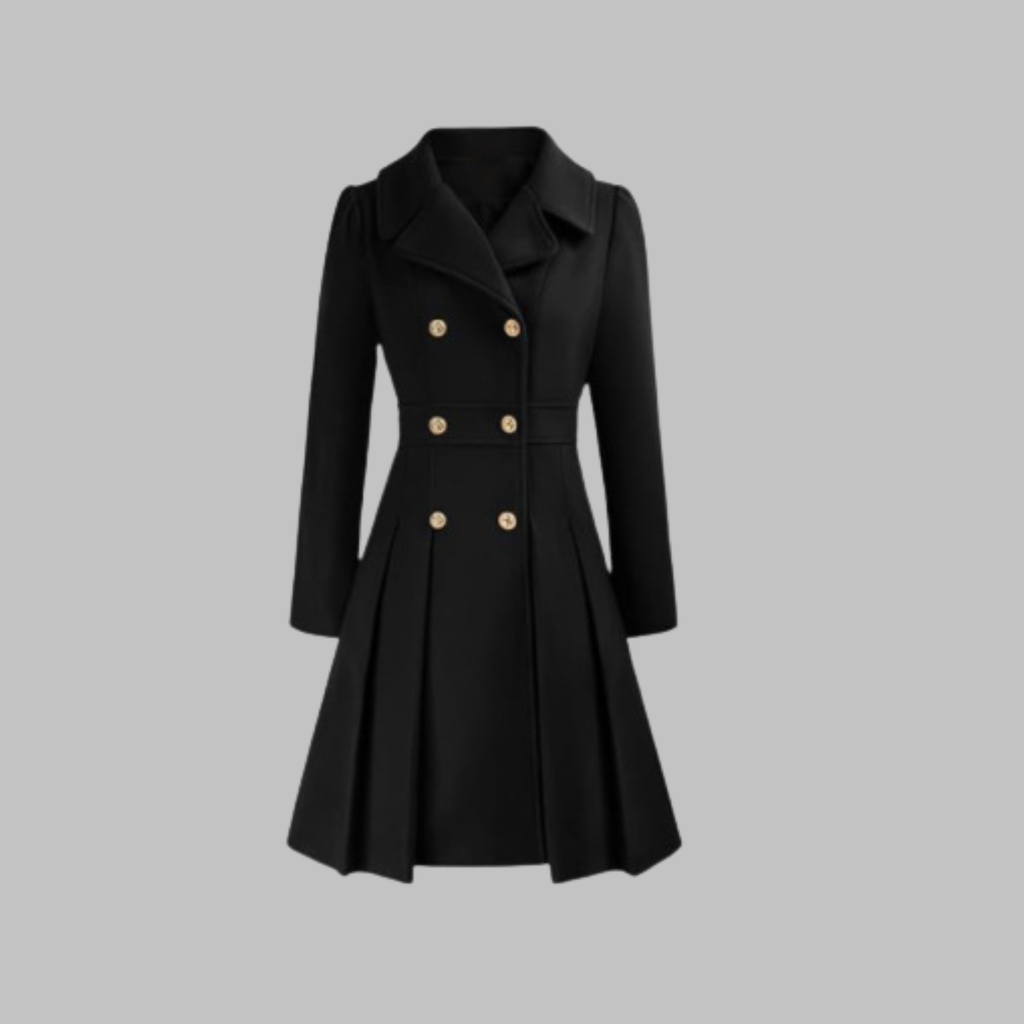 Classic-Style Double-Breasted Long-Sleeve Coat – Office, Casual