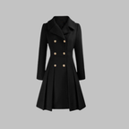Classic-Style Double-Breasted Long-Sleeve Coat – Office, Casual