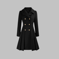 Classic-Style Double-Breasted Long-Sleeve Coat – Office, Casual