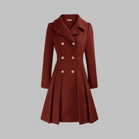 Classic-Style Double-Breasted Long-Sleeve Coat – Office, Casual