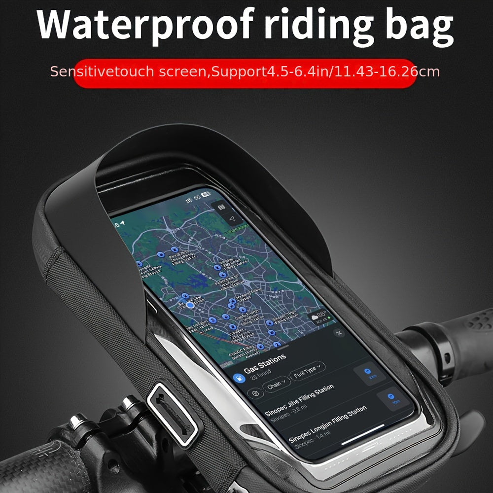 Waterproof Phone Holder for Bicycle and Motorcycle – Handlebar Bag with 360° Rotation