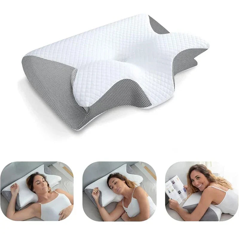 2-in-1 Viscoelastic Neck Support Pillow with Ergonomic Design – Sleep, Travel