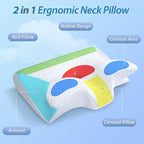 2-in-1 Viscoelastic Neck Support Pillow with Ergonomic Design – Sleep, Travel