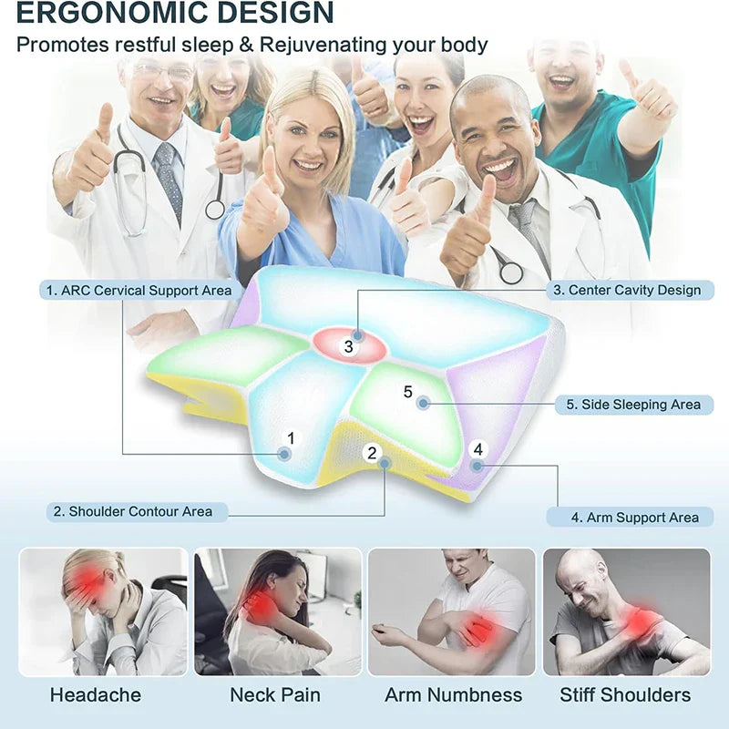 2-in-1 Viscoelastic Neck Support Pillow with Ergonomic Design – Sleep, Travel