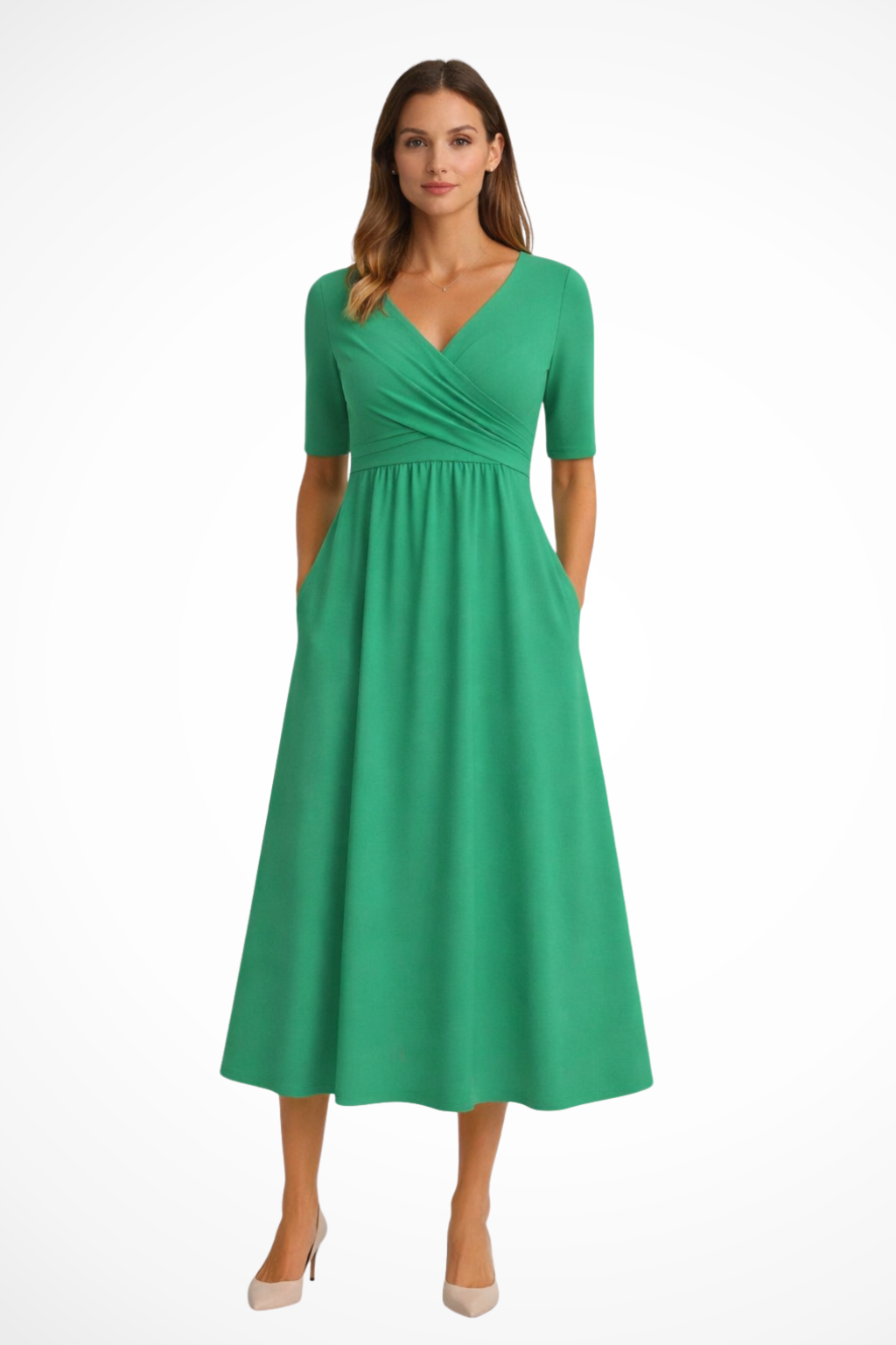 Short Sleeve Wrap Midi Dress for Women UK – Wedding Guest Cocktail Dress & Formal Attire