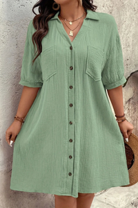 Cotton Blend Short Sleeve Midi Dress for Women UK – Wedding Guest Cocktail Dress & Formal Attire