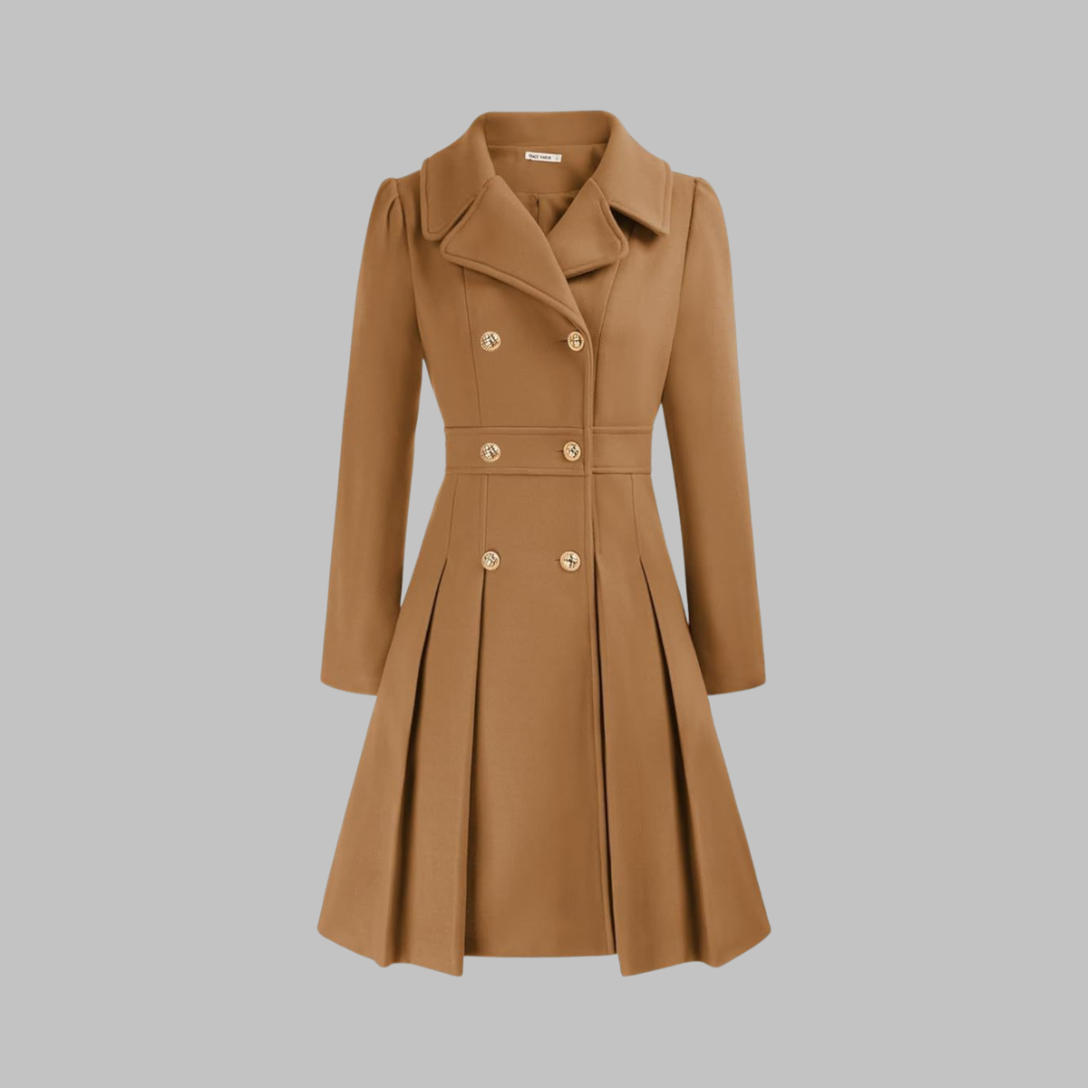 Classic-Style Double-Breasted Long-Sleeve Coat – Office, Casual