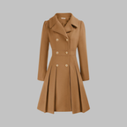 Classic-Style Double-Breasted Long-Sleeve Coat – Office, Casual
