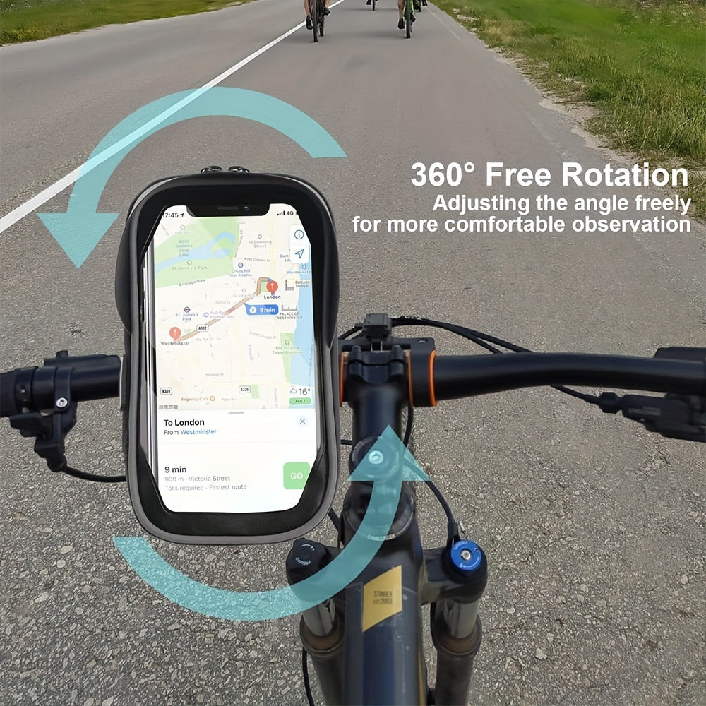 Waterproof Phone Holder for Bicycle and Motorcycle – Handlebar Bag with 360° Rotation